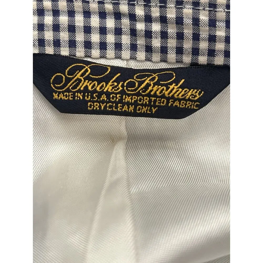 Brooks Brothers 43x Long Black Gingham Check Blazer Sport Coat Suit Jacket